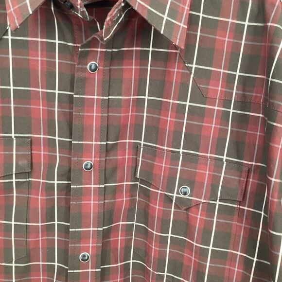 Mens Trevor Brazile Relentless By‎ Wrangler plaid Western Pearl Snap - Picture 2 of 6